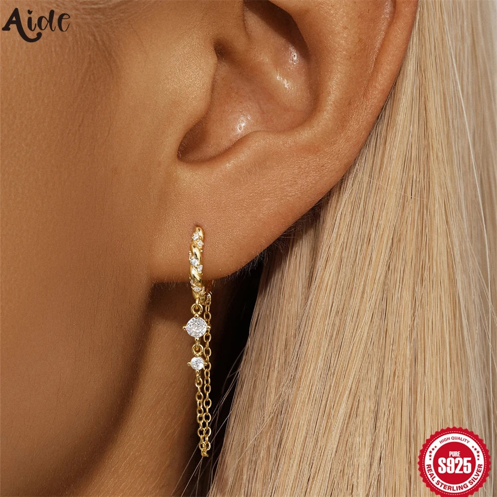 Boucles d’Oreilles « Chaîne Élégante » en Argent 925 – Style Long & Raffiné ✨