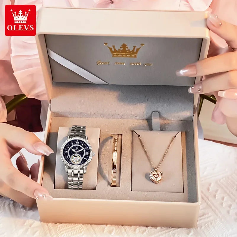 Montre Automatique Femme Luxe – Design Squelette & Détails Diamants | Élégante, Brillante et Intemporelle