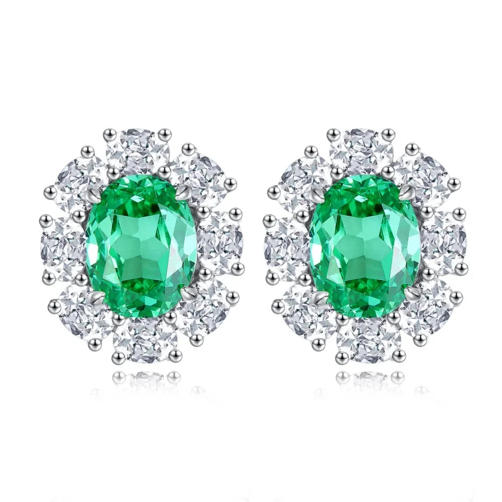 Boucles d’Oreilles Moissanite & Aigue-Marine en Platine PT950 – Éclat Précieux et Élégance Intemporelle