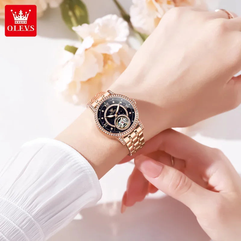 Montre Automatique Femme Luxe – Design Squelette & Détails Diamants | Élégante, Brillante et Intemporelle