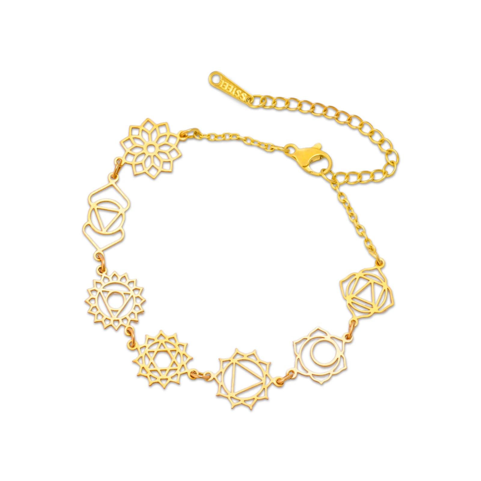 Bracelet 7 Chakras fleur de lotus – Acier inoxydable doré, énergie et équilibre intérieur 🌙