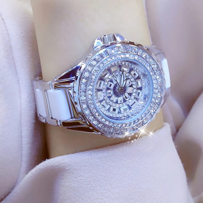 Montre Femme Luxe Dorée – BS Bee Sister | Cadran & Bracelet Ornés de Cristaux Étincelants | Élégance et Brillanc
