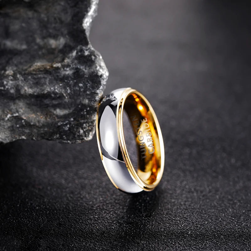 Bague Alliance en Tungstène Or et Argent – Homme & Femme | Finition Polie 4mm / 6mm – Résistante et Élégante
