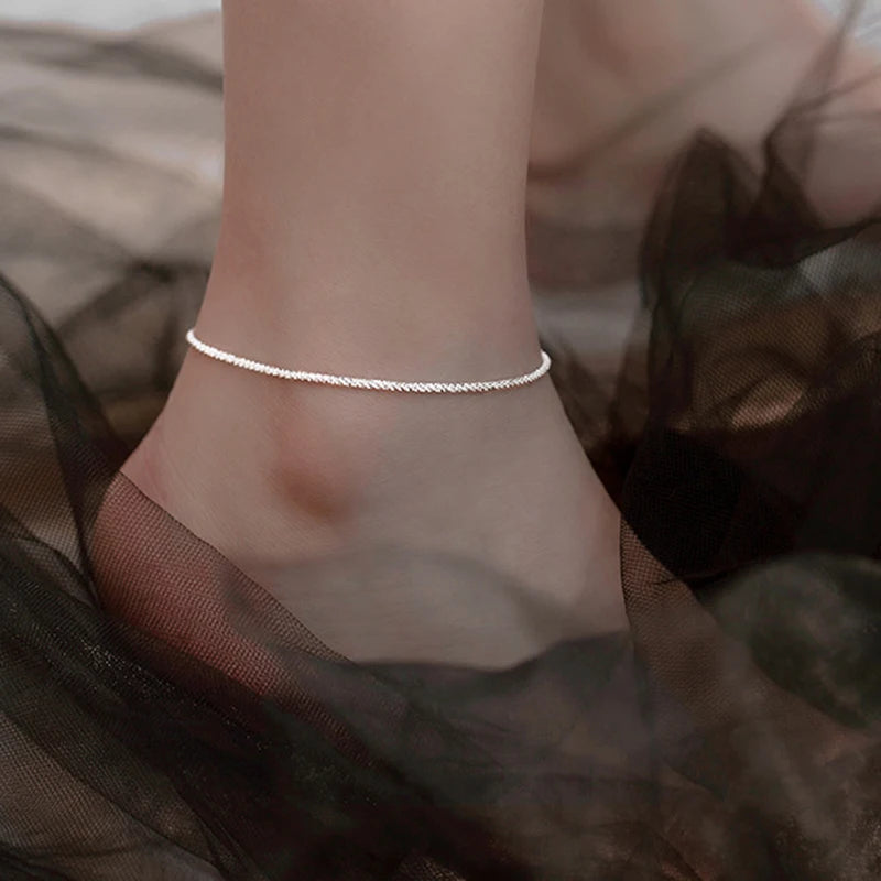 Bracelet de Cheville Femme en Argent 925 – Chaîne Éclatante avec Cristaux Zirconium | Bijou Élégant et Raffiné pour l’Été