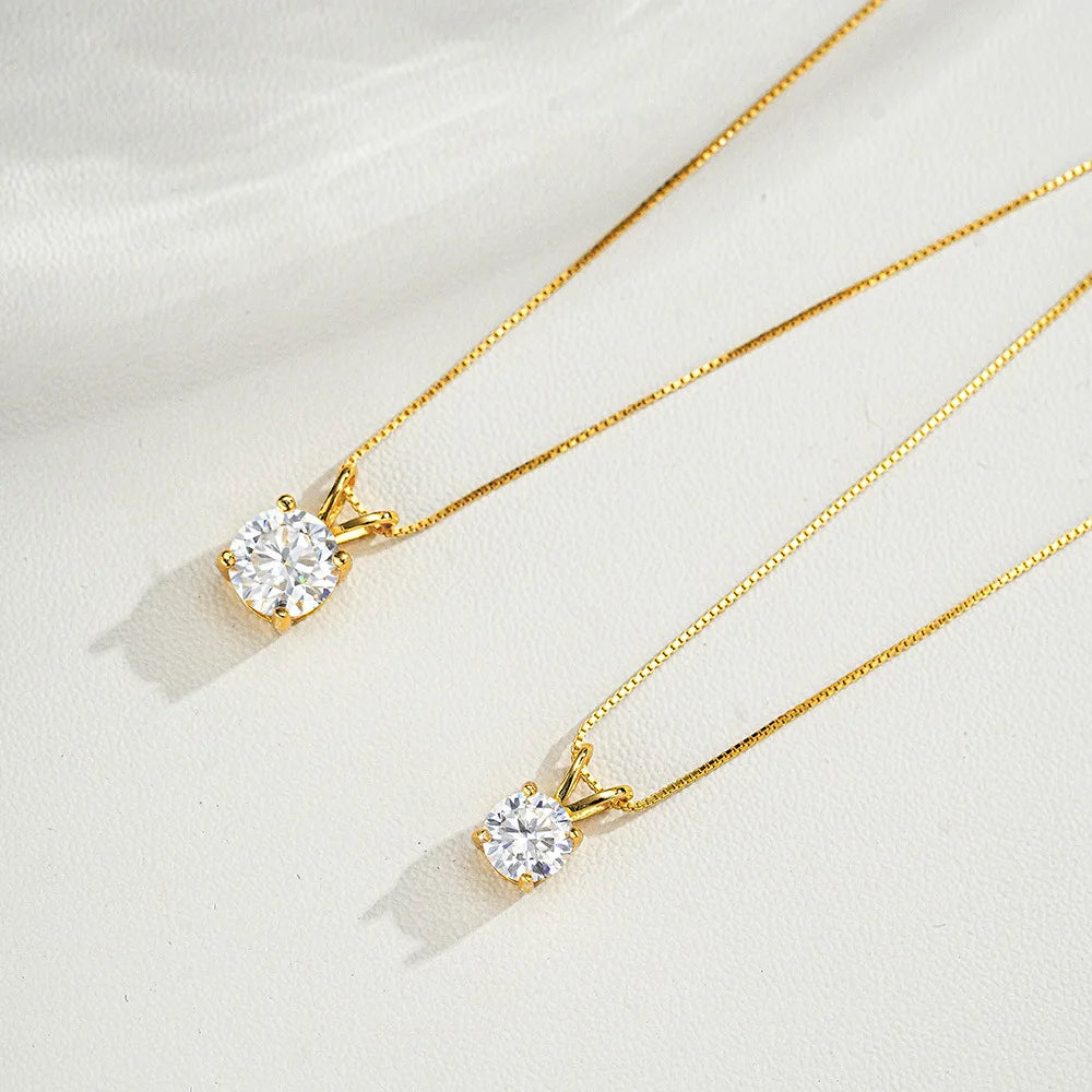 Collier Pendentif Moissanite 1-2 Carats en Argent 925 Plaqué Or 14K – Éclat Diamant et Élégance Intemporelle