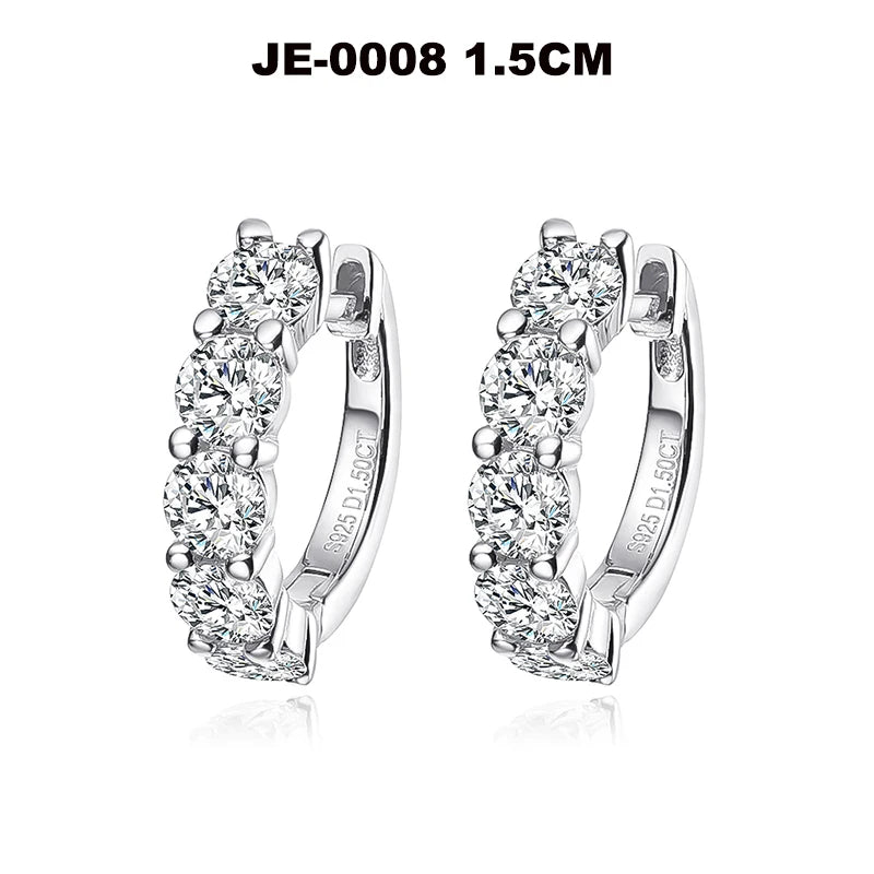 Boucles d’oreilles créoles en argent 925 avec pierres moissanites étincelantes – Élégance et raffinement intemporel