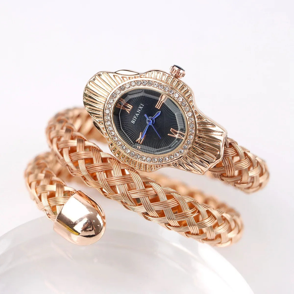 Montre Femme Serpent Élégante – Design Unique avec Pierre Bleue | Style Rétro & Luxe Intemporel