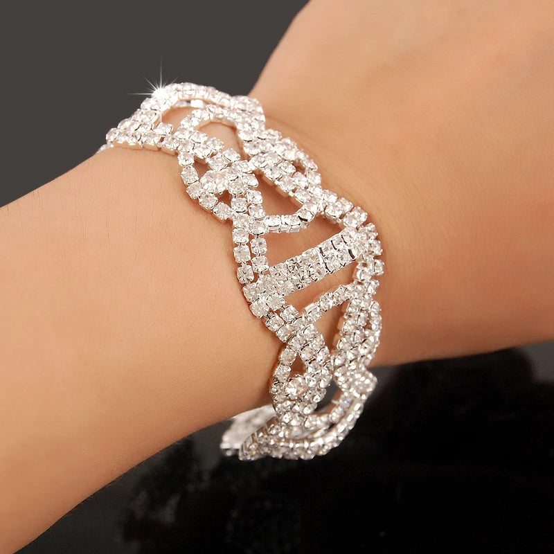Bracelet Femme Luxe en Argent 925 – Cristaux Zircon Brillants | Bijou Mariage, Soirée ou Cérémonie Élégante