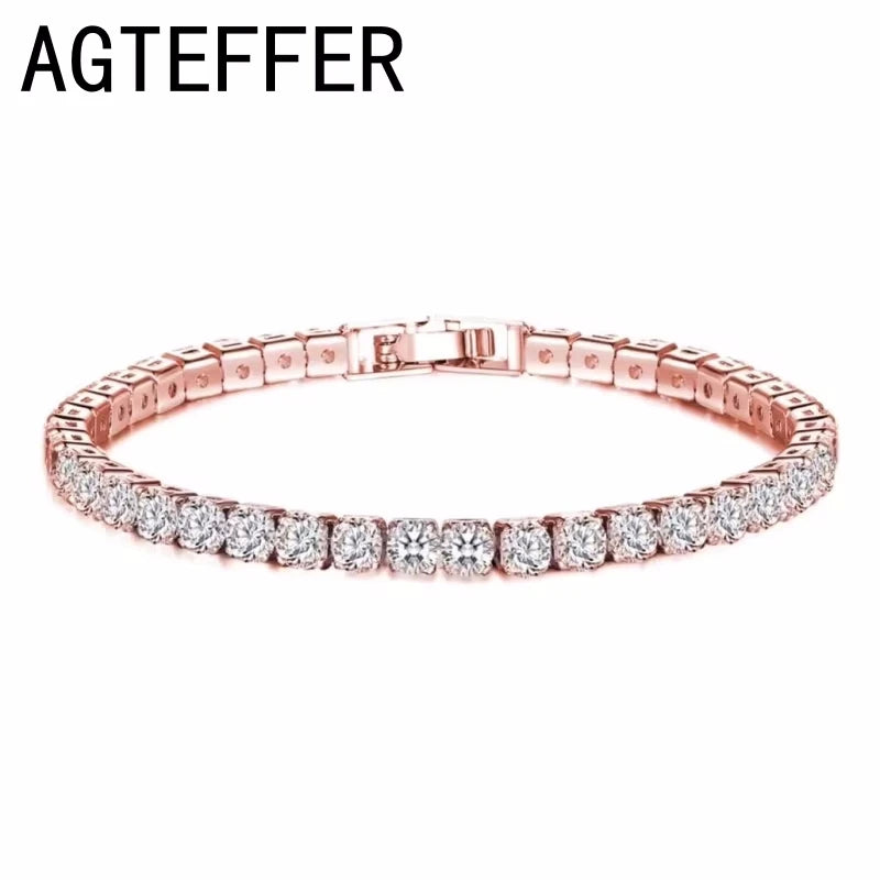 Bracelet Tennis Luxe en Argent 925 – Cristaux Zircon Brillants | Bijou Élégant pour Femme ou Homme, Soirée et Mariage