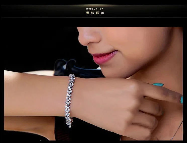 Bracelet Tennis Luxe en Argent 925 – Cristaux Zirconia Étincelants, Élégance et Raffinement Féminin