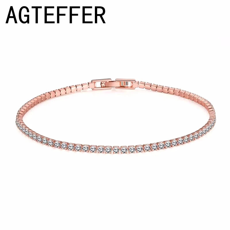 Bracelet Tennis Luxe en Argent 925 – Cristaux Zircon Brillants | Bijou Élégant pour Femme ou Homme, Soirée et Mariage