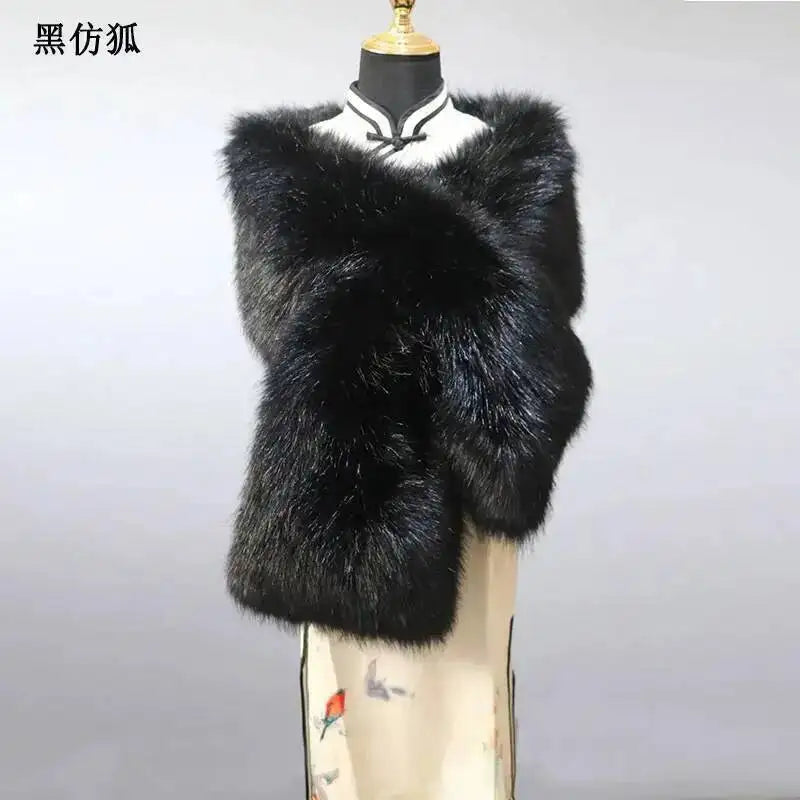 Châle Luxe Femme en Fausse Fourrure – Écharpe Douce et Élégante | Idéal Mariage, Soirée ou Hiver Chic