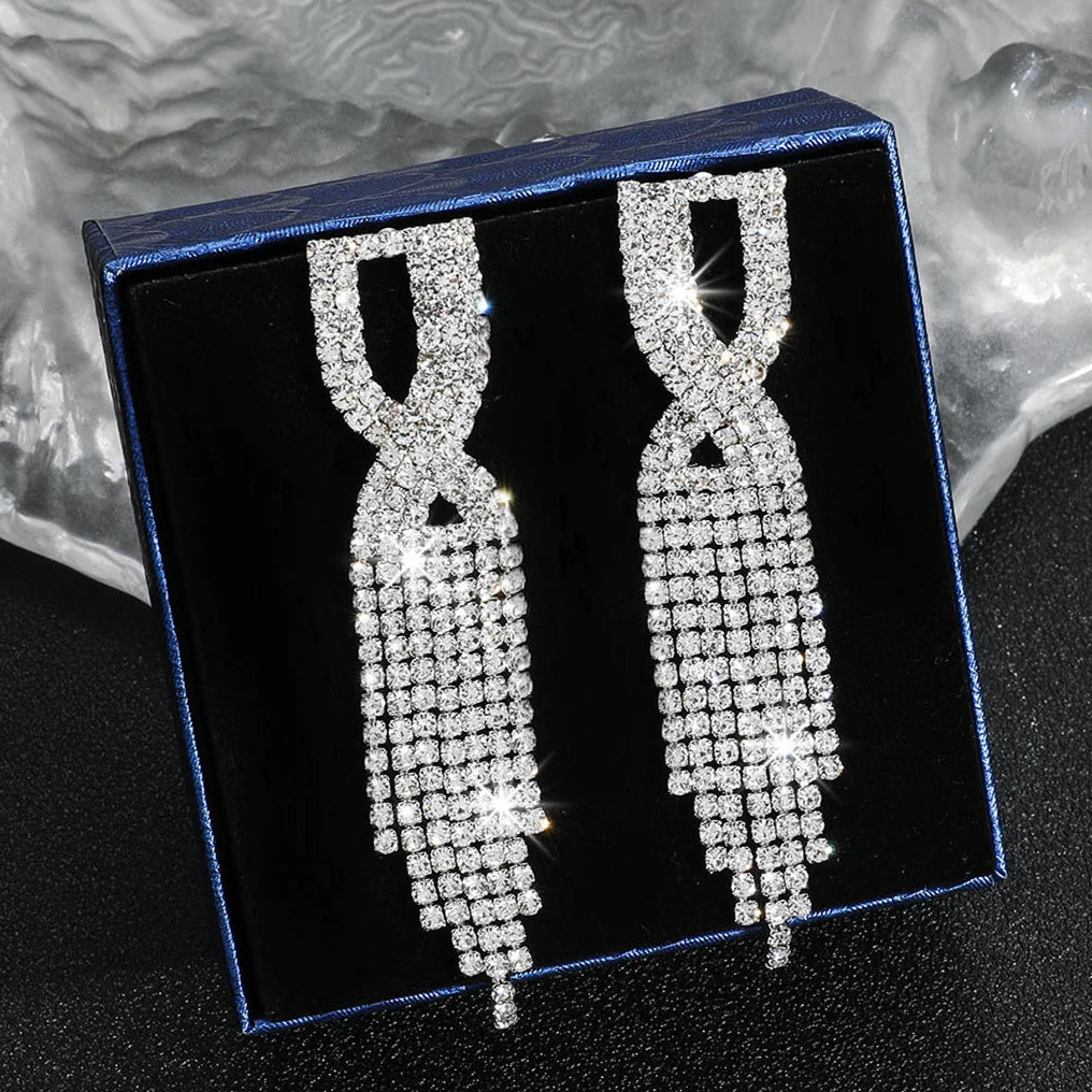 Boucles d’Oreilles Cristal Élégantes – Longues & Scintillantes | Spécial Soirée, Mariage & Événements – Le Monde de Cindy