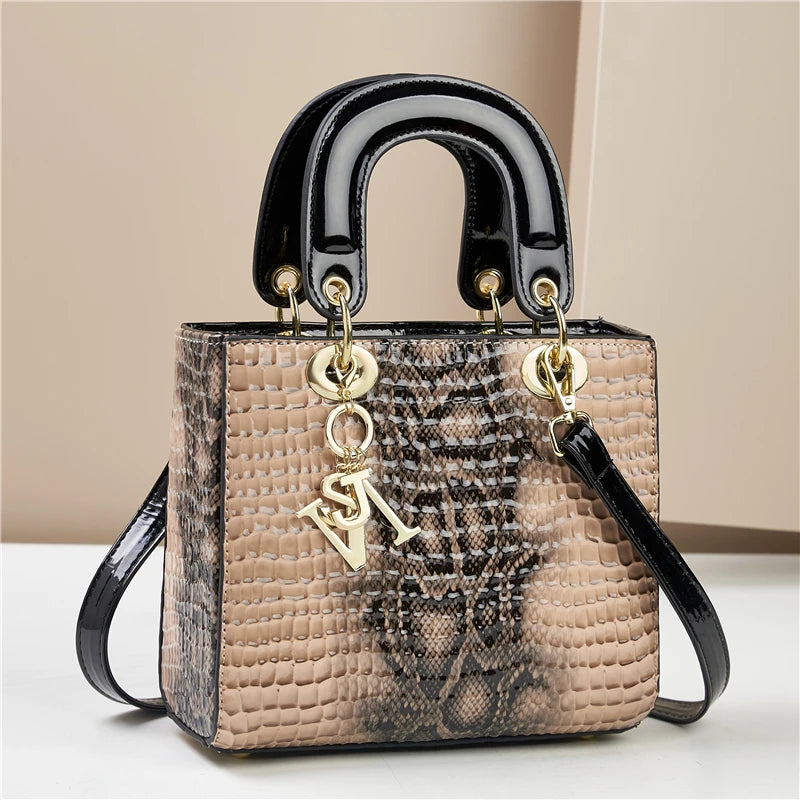 Sac à Main Femme Élégant en Similicuir Motif Crocodile – Design Haut de Gamme & Dégradé Chic