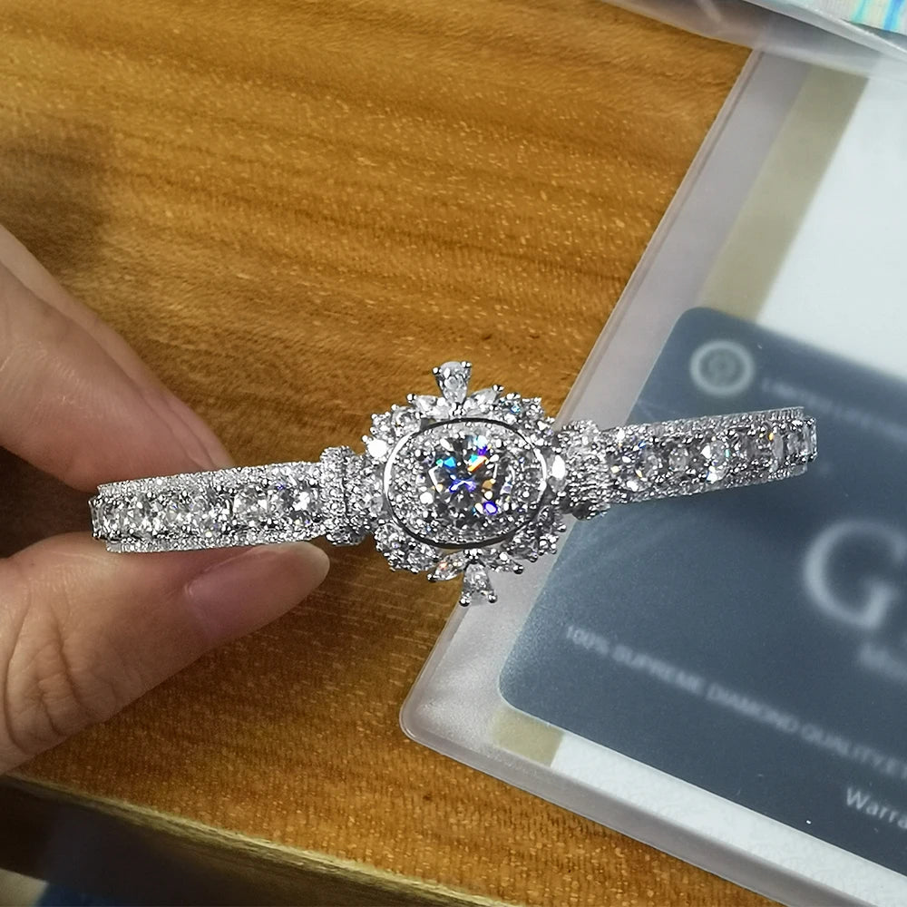 Bracelet Femme Luxe Argent 925 – Moissanite & Diamants de Laboratoire | Bijou Élégant et Brillant pour Mariage ou Soirée