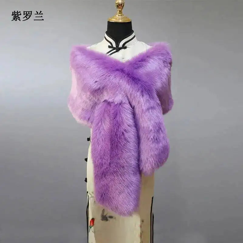 Châle Luxe Femme en Fausse Fourrure – Écharpe Douce et Élégante | Idéal Mariage, Soirée ou Hiver Chic