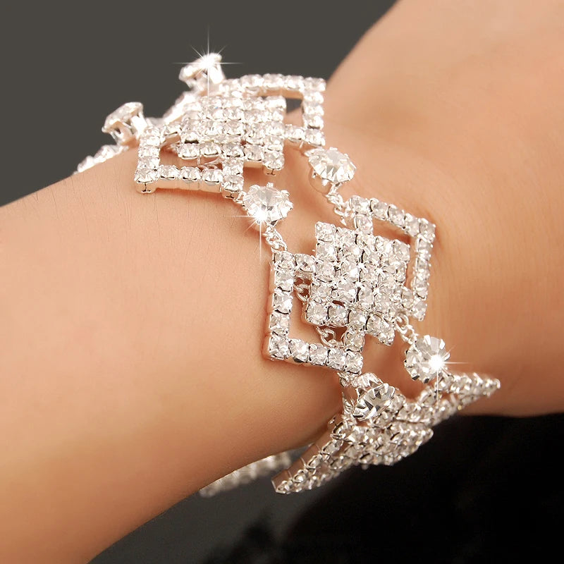Bracelet Femme Luxe en Argent 925 – Cristaux Zircon Brillants | Bijou Mariage, Soirée ou Cérémonie Élégante