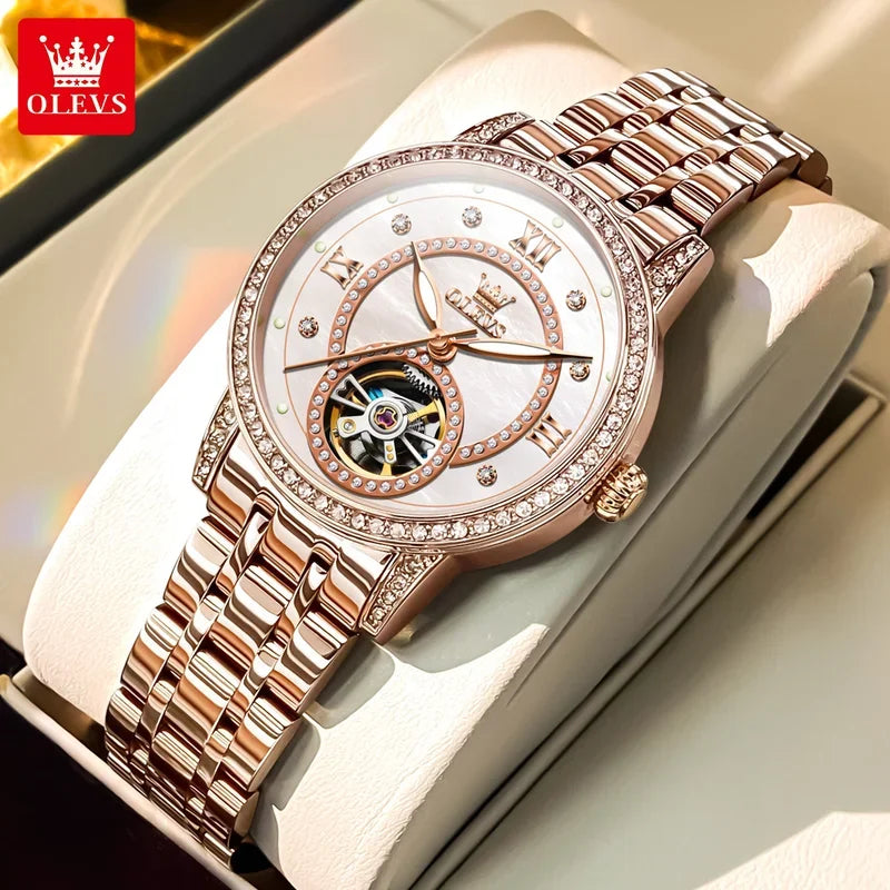 Montre Automatique Femme Luxe – Design Squelette & Détails Diamants | Élégante, Brillante et Intemporelle