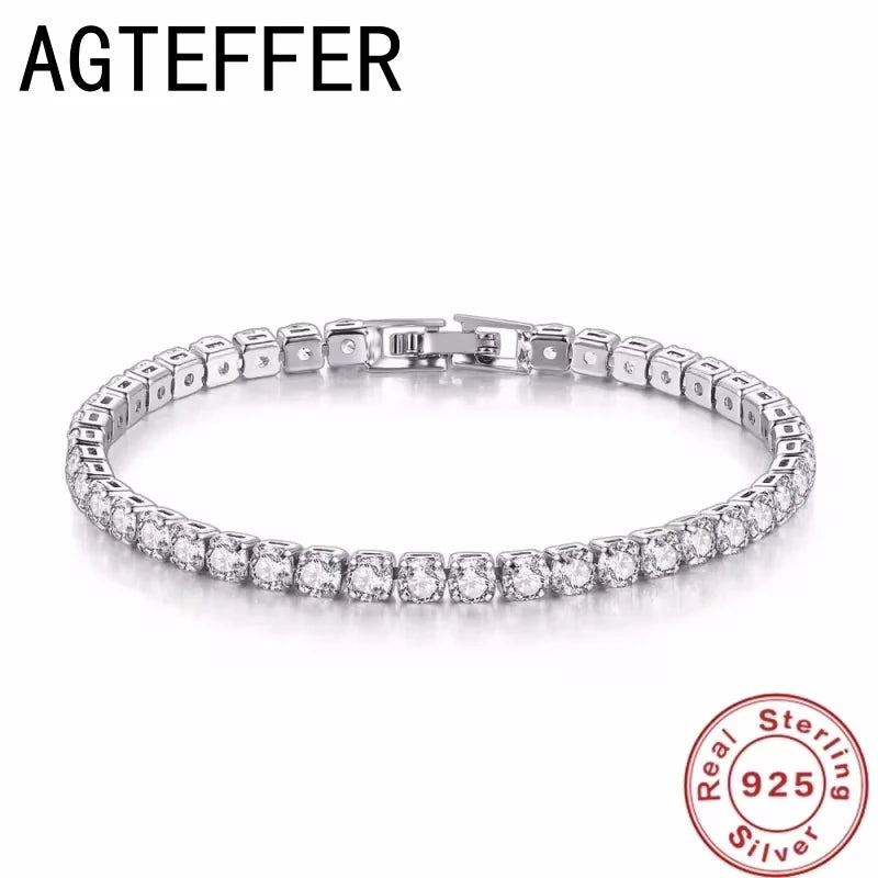 Bracelet Tennis Luxe en Argent 925 – Cristaux Zircon Brillants | Bijou Élégant pour Femme ou Homme, Soirée et Mariage