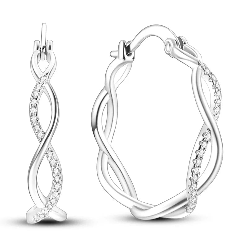 Boucles d’Oreilles Créoles Scintillantes en Argent 925 – Zircons Multicolores & Design Élégant | Bijou Hypoallergénique de Luxe pour Femme