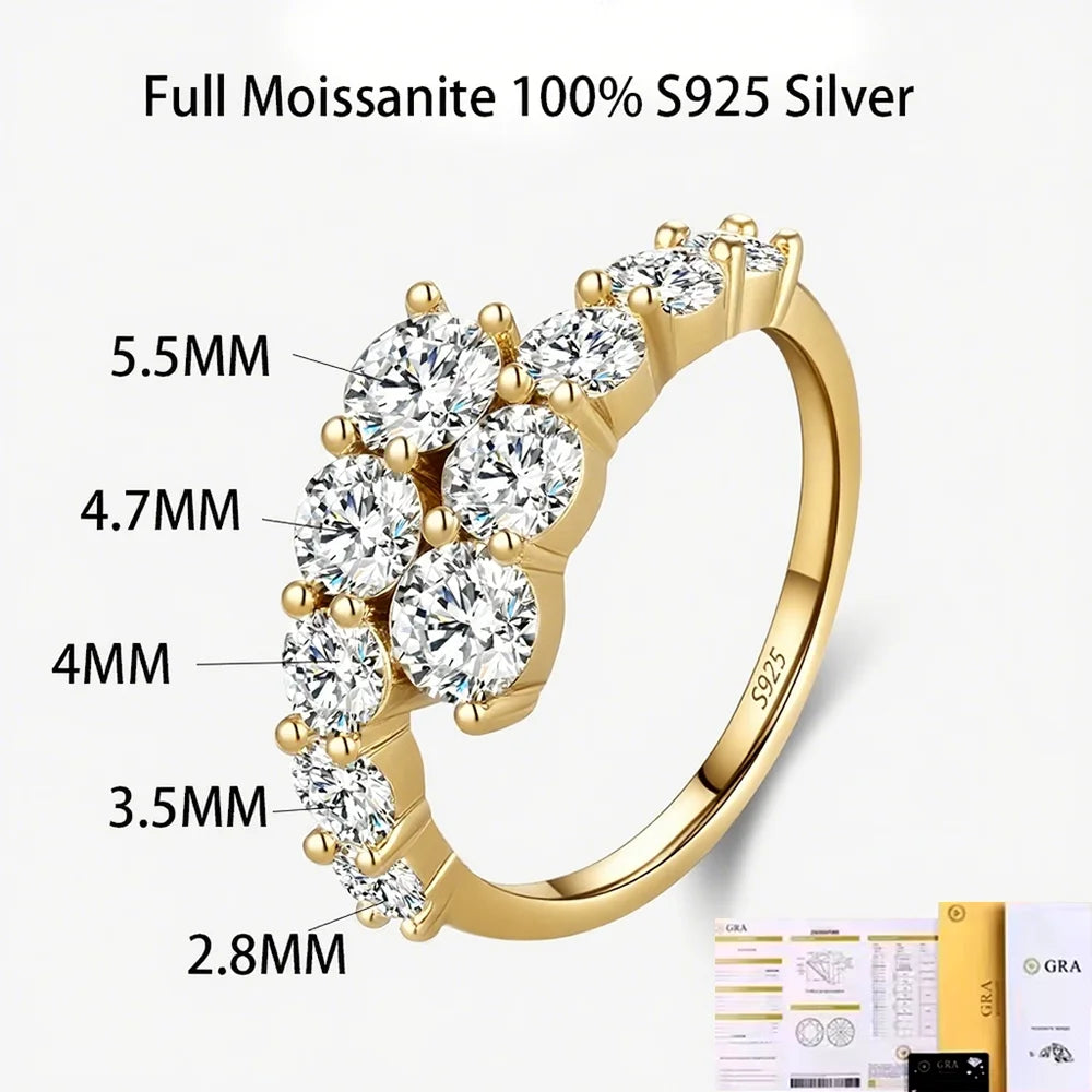 Bague Ouverte en Argent 925 avec Pierre Moissanite – Design Raffiné & Ajustable | Élégance et Éclat Intemporel pour Femme