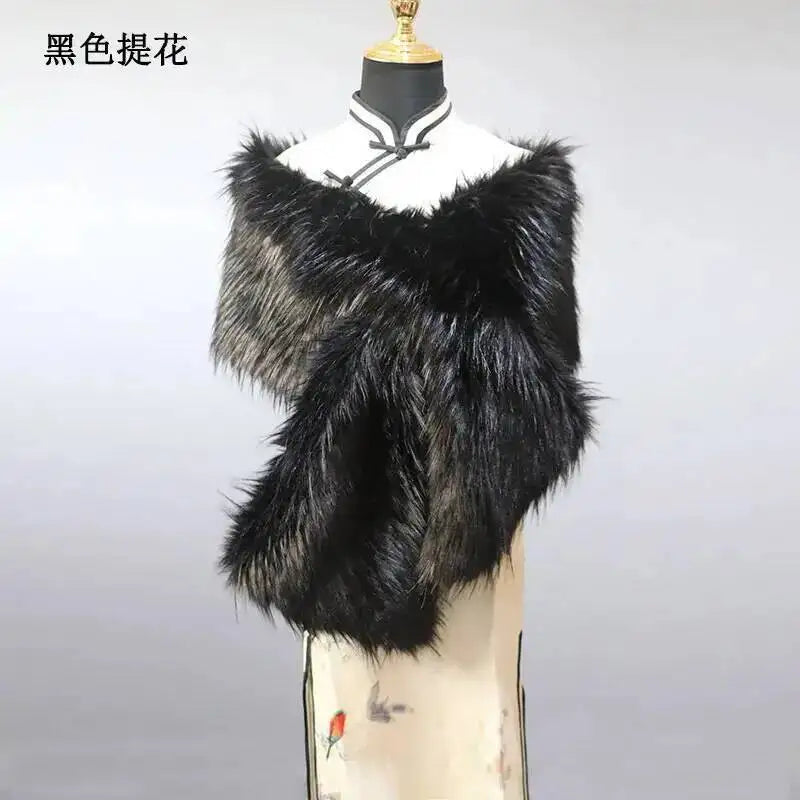 Châle Luxe Femme en Fausse Fourrure – Écharpe Douce et Élégante | Idéal Mariage, Soirée ou Hiver Chic