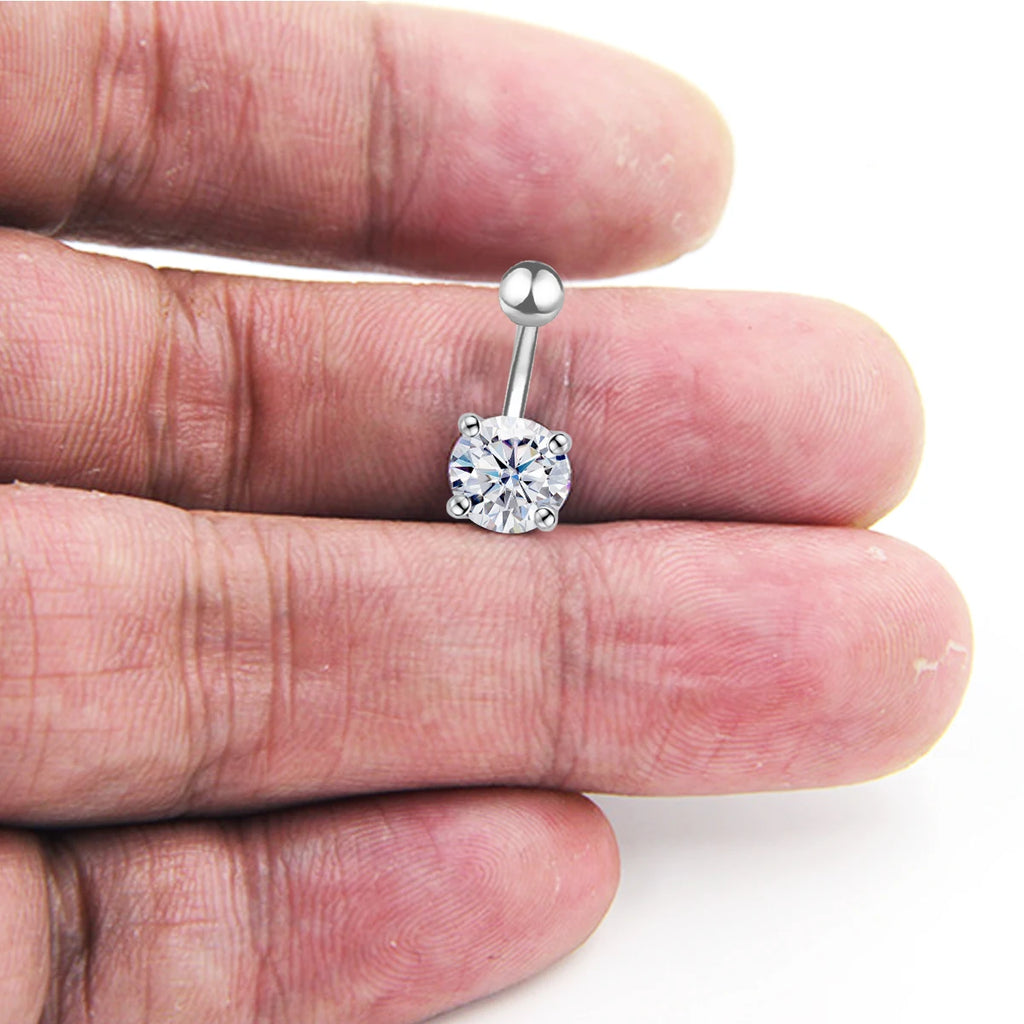 Piercing de Nombril en Argent 925 avec Pierre Moissanite – Élégance & Brillance de Luxe