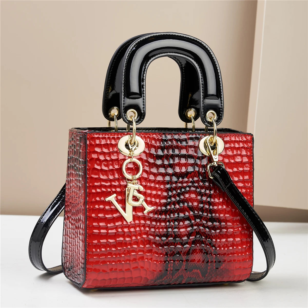 Sac à Main Femme Élégant en Similicuir Motif Crocodile – Design Haut de Gamme & Dégradé Chic