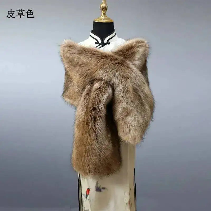 Châle Luxe Femme en Fausse Fourrure – Écharpe Douce et Élégante | Idéal Mariage, Soirée ou Hiver Chic