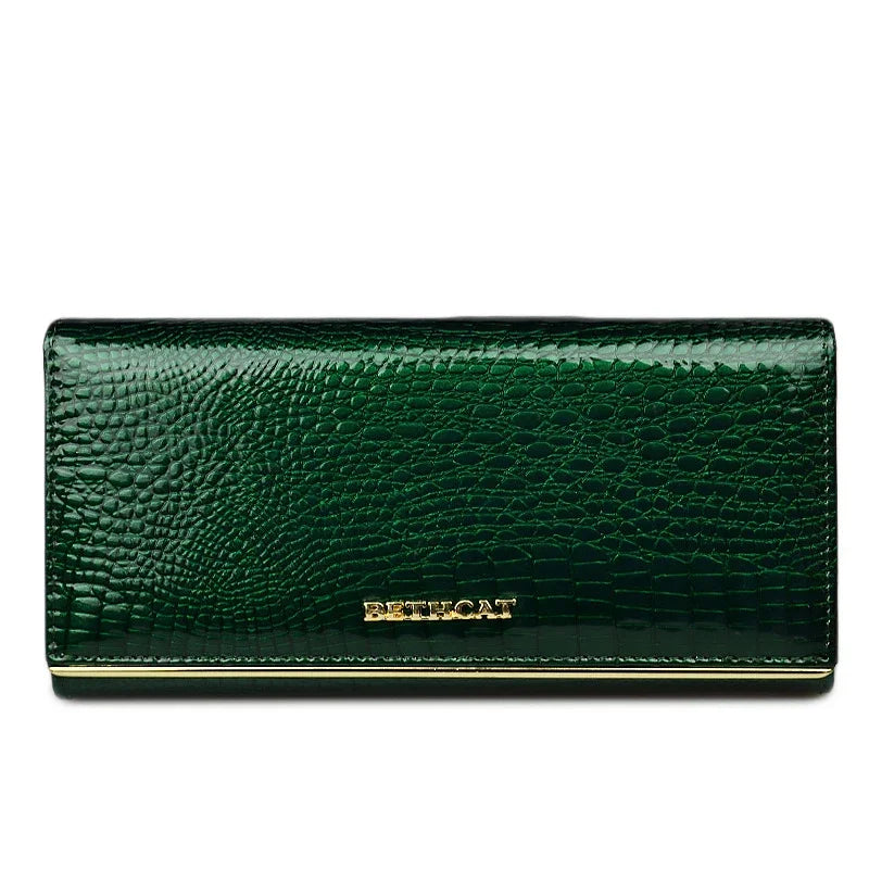 Portefeuille Femme en Cuir Véritable – Motif Crocodile Chic | Porte-Monnaie de Luxe Élégant et Pratique