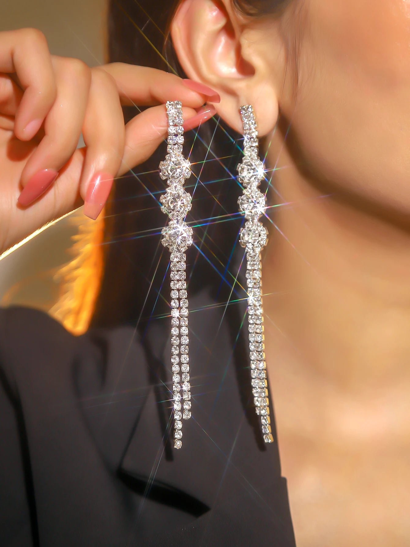 Boucles d’Oreilles Cristal Élégantes – Longues & Scintillantes | Spécial Soirée, Mariage & Événements – Le Monde de Cindy