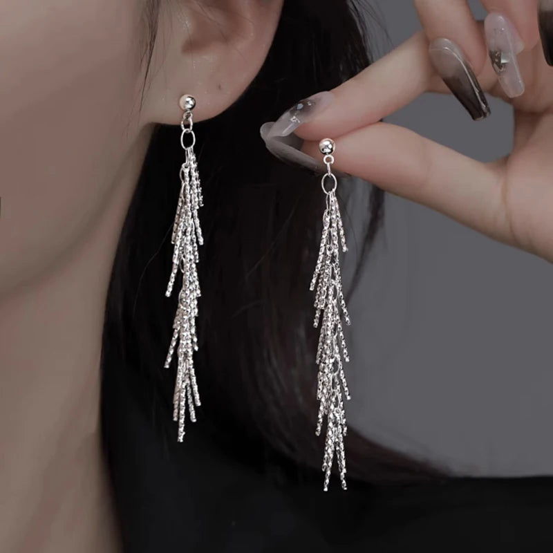 Boucles d’Oreilles Pampilles en Argent 925 – Design Luxueux & Étincelant | Élégance Moderne pour Soirées et Cérémonies
