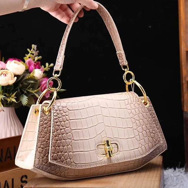 Sac à Main Femme en Cuir Véritable – Motif Crocodile Chic | Sac Bandoulière Élégant & Compact, Style Luxe 2024