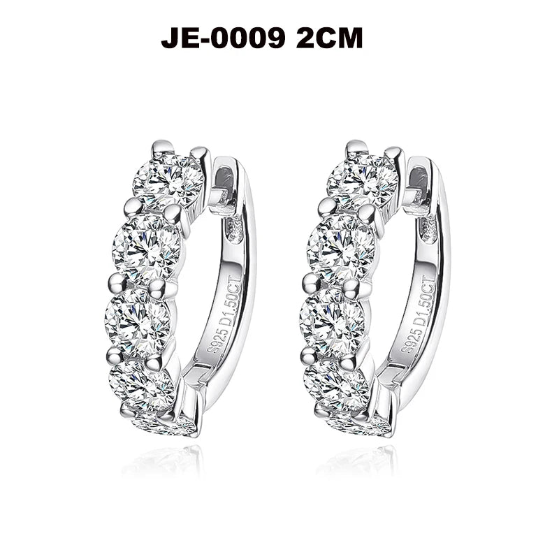 Boucles d’oreilles créoles en argent 925 avec pierres moissanites étincelantes – Élégance et raffinement intemporel