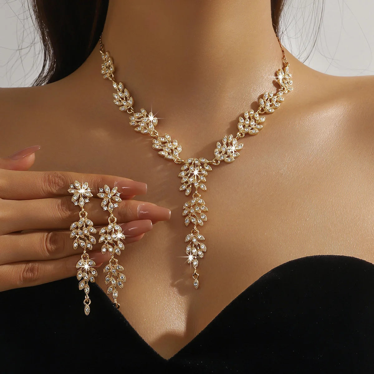 Ensemble de Bijoux 3 Pièces pour Femme – Collier et Boucles d’Oreilles Ajustables, Élégance Quotidienne & Soirée