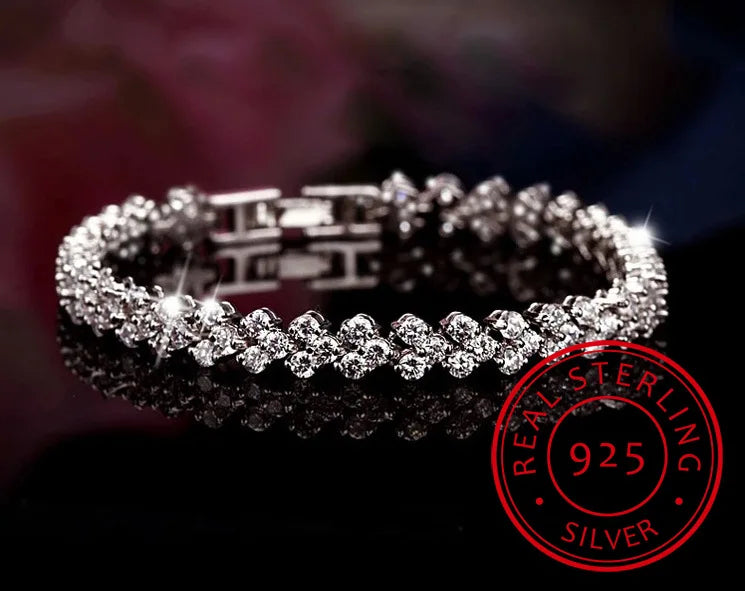 Bracelet Tennis Luxe en Argent 925 – Cristaux Zirconia Étincelants, Élégance et Raffinement Féminin