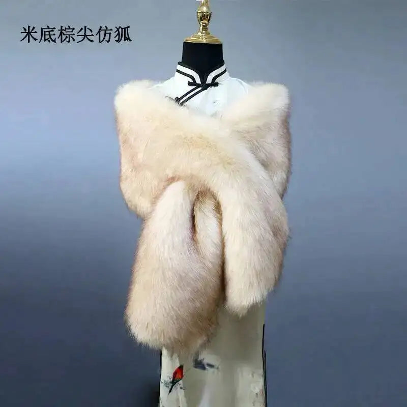 Châle Luxe Femme en Fausse Fourrure – Écharpe Douce et Élégante | Idéal Mariage, Soirée ou Hiver Chic