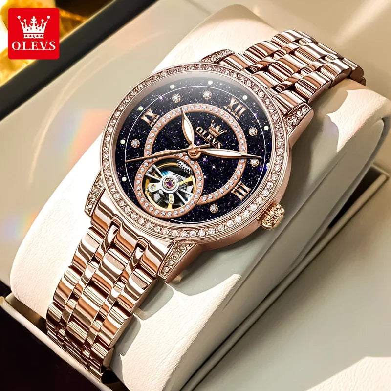 Montre Automatique Femme Luxe – Design Squelette & Détails Diamants | Élégante, Brillante et Intemporelle
