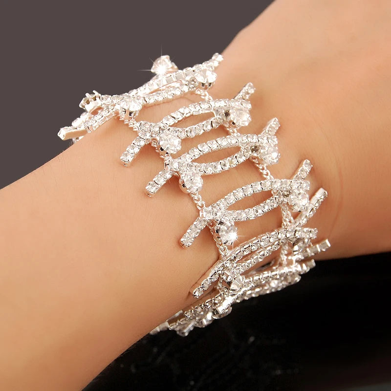 Bracelet Femme Luxe en Argent 925 – Cristaux Zircon Brillants | Bijou Mariage, Soirée ou Cérémonie Élégante