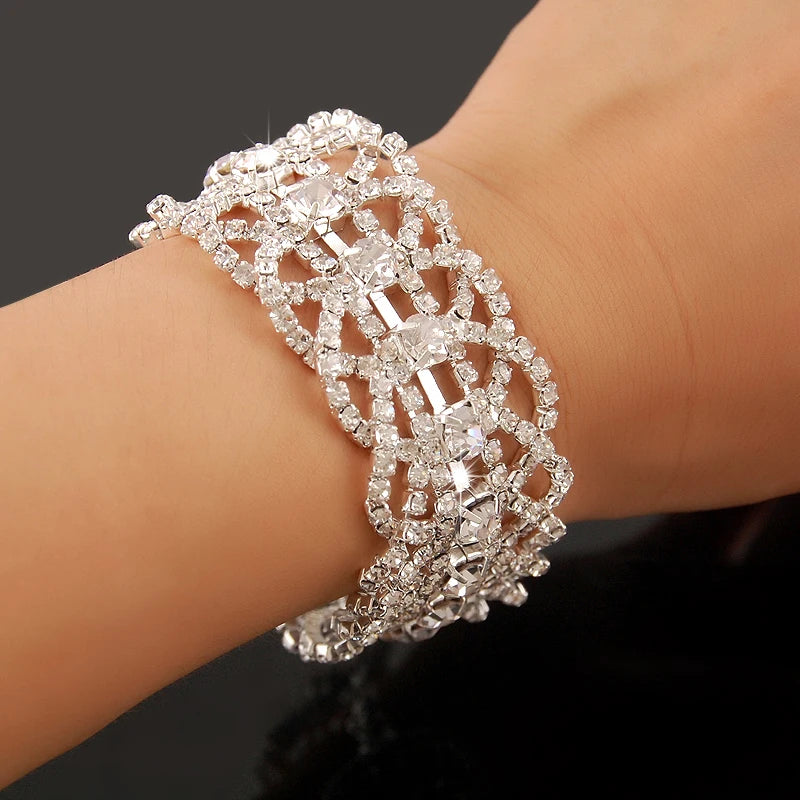 Bracelet Femme Luxe en Argent 925 – Cristaux Zircon Brillants | Bijou Mariage, Soirée ou Cérémonie Élégante