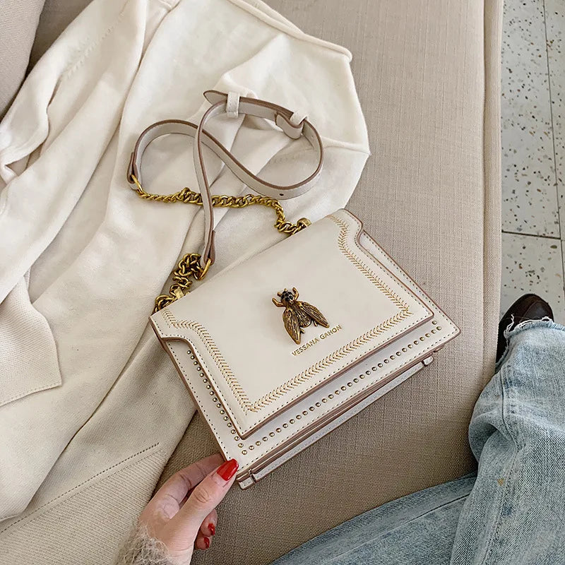 Sac à Main Femme Élégant Style Rétro – Design Abeille Dorée & Cuir de Qualité | Sac Bandoulière Chic et Tendance