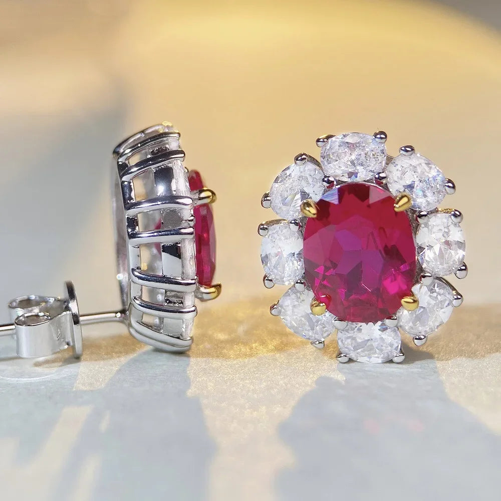 Boucles d’Oreilles Moissanite & Aigue-Marine en Platine PT950 – Éclat Précieux et Élégance Intemporelle