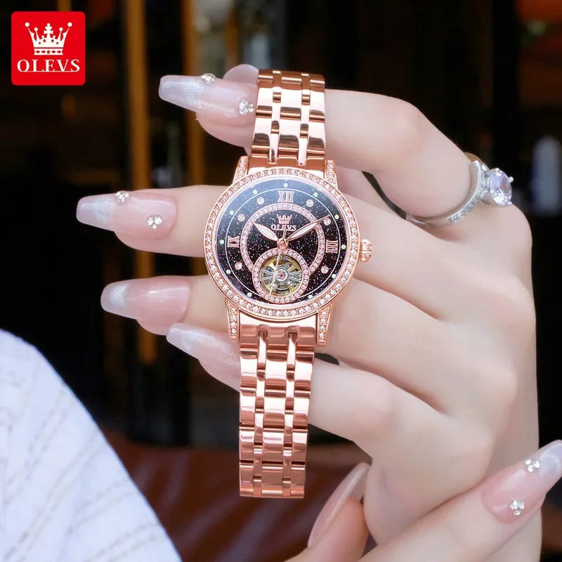 Montre Automatique Femme Luxe – Design Squelette & Détails Diamants | Élégante, Brillante et Intemporelle