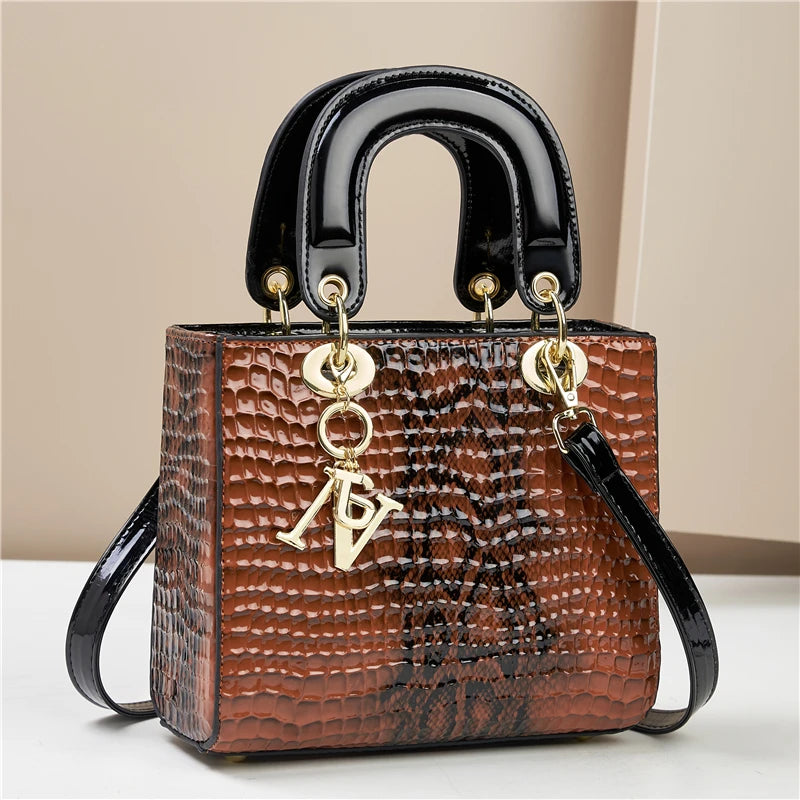 Sac à Main Femme Élégant en Similicuir Motif Crocodile – Design Haut de Gamme & Dégradé Chic
