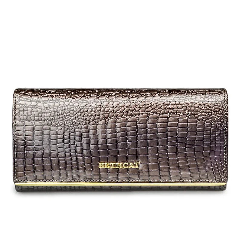 Portefeuille Femme en Cuir Véritable – Motif Crocodile Chic | Porte-Monnaie de Luxe Élégant et Pratique