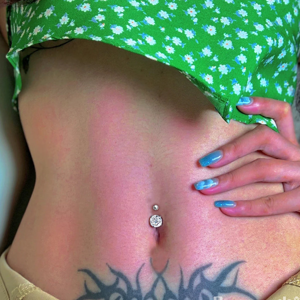 Piercing de Nombril en Argent 925 avec Pierre Moissanite – Élégance & Brillance de Luxe