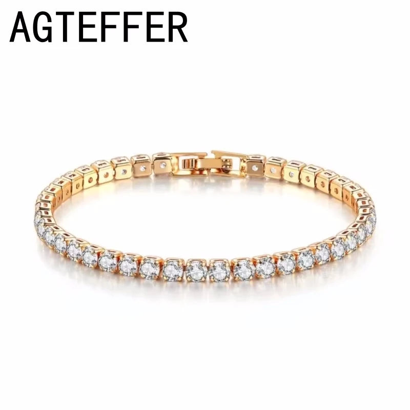 Bracelet Tennis Luxe en Argent 925 – Cristaux Zircon Brillants | Bijou Élégant pour Femme ou Homme, Soirée et Mariage