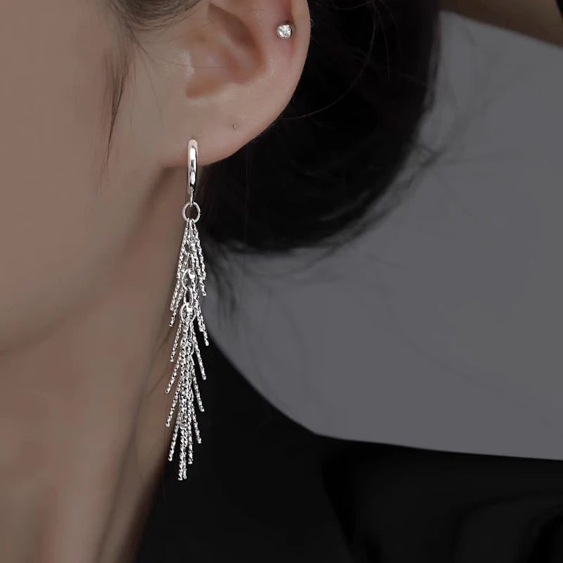 Boucles d’Oreilles Pampilles en Argent 925 – Design Luxueux & Étincelant | Élégance Moderne pour Soirées et Cérémonies