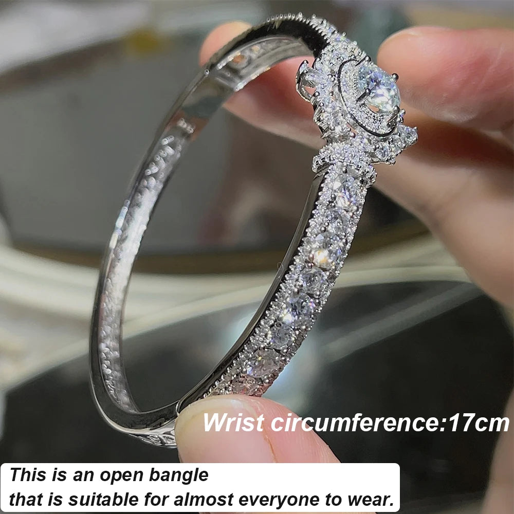 Bracelet Femme Luxe Argent 925 – Moissanite & Diamants de Laboratoire | Bijou Élégant et Brillant pour Mariage ou Soirée
