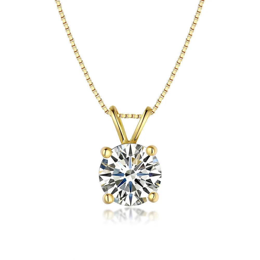 Collier Pendentif Moissanite 1-2 Carats en Argent 925 Plaqué Or 14K – Éclat Diamant et Élégance Intemporelle